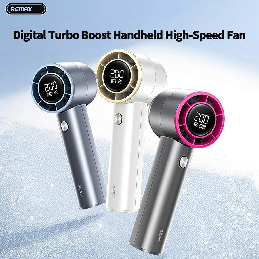 REMAX Ventilador de mano turboalimentado de alta velocidad con pantalla digital RS-SF11, con pantalla LED digital, múltiples velocidades de viento ajustables, diseño portátil, ideal para exteriores, viajes y oficina. - Multicolor - Ver 1