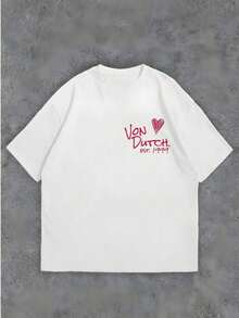 Apricot 1pcs Women's Double-Sided Printing Von Dutchh Heart Logo With Key And Year 1999 Fabric Soft & Skin-Friendly Unisex Style Gifts For Spring Festival, Valentine's Day, St. Patrick's Day & World Cup-Van Dutch Dragon Print Women T Shirt Classic Americana Style Graphic Tee-Vintage Street Style Unisex Loose Cotton Short Sleeve Crew Neck T-Shirtwomens Clothes,Graphic T Shirt,Ropa De Verano Mujer - 白色 - 查看 2