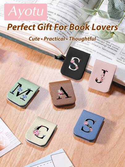 Ayotu 1个字母花朵图案磁性书签，男女通用，适用于书籍/笔记本/计划本，适合作为礼物送给父亲、男友、母亲、家人，也适合送给朋友、同学、家人、老师、爱书人士，是书籍配件的理想之选。