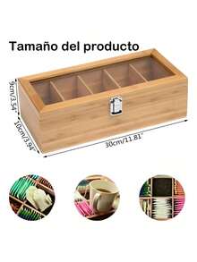 Organizador de caja de té de bambú con cajón y ventana de acrílico, Caja Organizadora De Bolsas De Té Para Cocina,tapa magnética mantiene los bolsitas de té frescas - Soporte para bolsitas de té (té no incluido), regalo de Navidad - Color del barniz - Ver 8