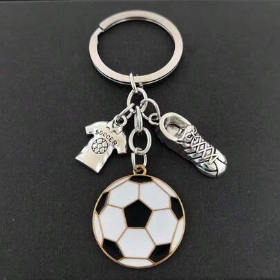 1pc Football Keychain Set, Alloy Jersey & Shoes Pendant, Athlete & Fan Commemorative Gift, Random Style