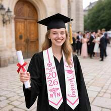 Nursing Graduation Stoles, Class Of 2026 Sash With Medical Caduceus Symbol, Perfect Gift For Future Nurse Graduate, 70 Inch - Pink - View 4