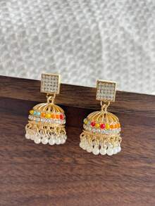 一对时尚水晶波西米亚风灯笼吊坠珍珠耳环，适合女士日常或节日佩戴 - 吊墜 - 查看 8