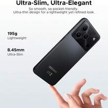 DOOGEE Note 56 安卓 16 智能手机，无合约，6150mAh 电池，8.45mm 超薄机身 + 6.56 英寸 FHD 90Hz 显示屏，价格实惠，八核处理器，24GB + 64GB 存储组合，双 4G SIM 卡，已解锁，支持面部识别/GPS/OTG - 曜石黑 - 查看 3