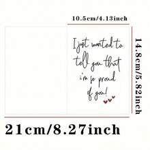 1pc "Proud Card" - Graduation, Birthday Or Difficult Time Greeting Card - Cartoon Design, Fantasy Theme With Envelope - Red Heart - View 2