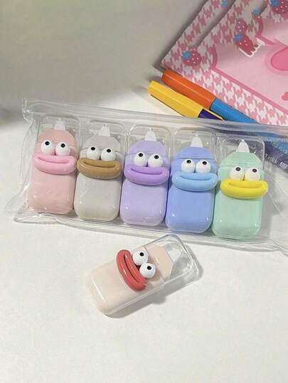 6pcs/Set Cartoon Macaron Color Correction Tapes, Colorful Wide Mouth Correcting Tape, Suitable For School And Office Supplies, Back To School Essential