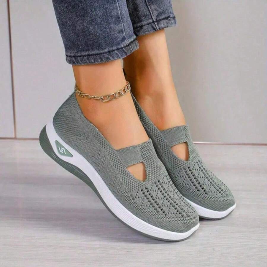 Women's Orthopedic Comfort Slip-On Sneakers - With Arch Support And Skin-Friendly Foam, All-Day Lightweight Walking Shoes, Non-Slip PVC Sole - Suitable For Nurses, Teachers, Standing And Running Errands, Orthopedic Shoes, Exquisite Pressure-Relieving Design, Beautiful Embroidery, Soft Cushioning, Suitable For Long-Term Standing Work Shoes, Casual Women's Shoes - Nâng cấp lên màu xanh lá cây - Xem 1
