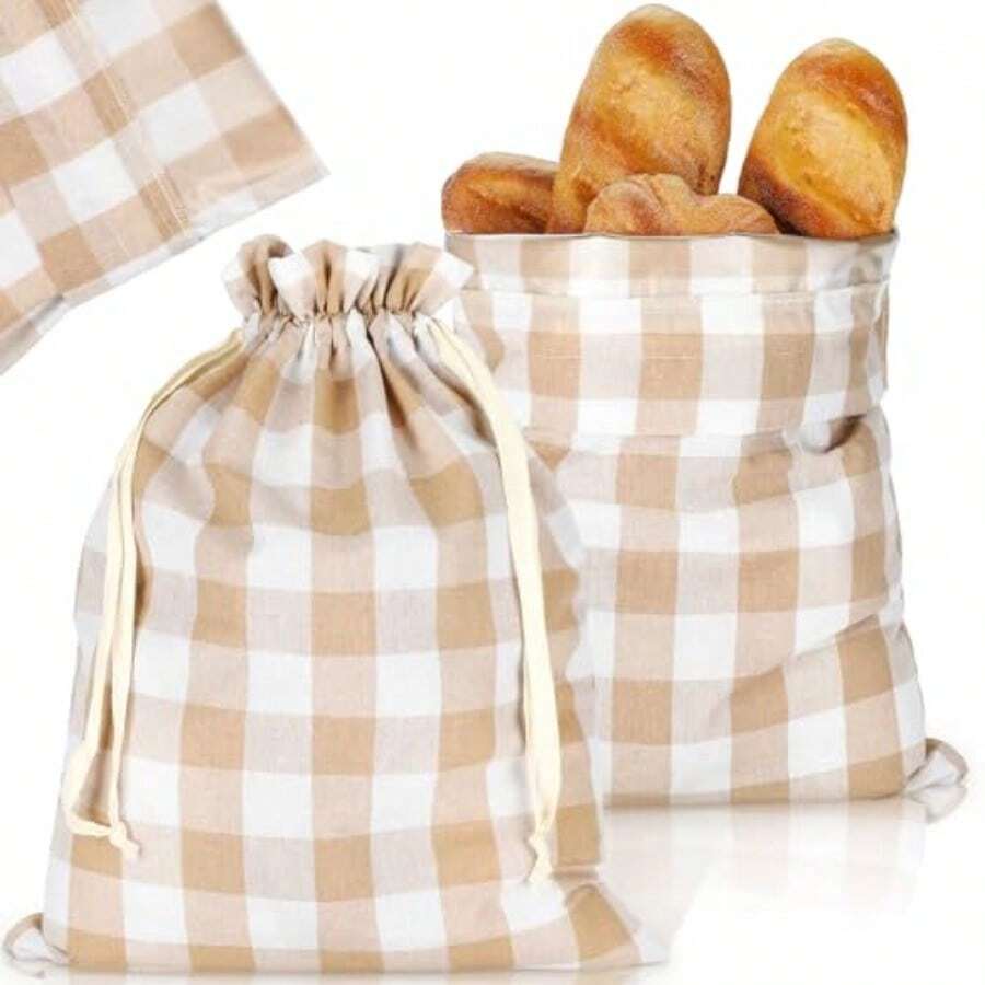 2 bolsas de pan reutilizables para pan casero con forro de plástico de 17 x 13 pulgadas bolsas de almacenamiento de pan para pan fresco y suave estilo clásico - Estilo clásico - Ver 1