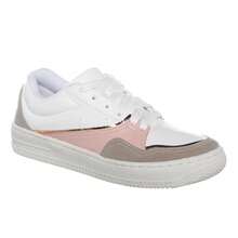 Women's Casual Low-Top Sneakers, White, Black, Nude, Striped, Gym, Walking, New Release - 粉紅色/白色 - 查看 3