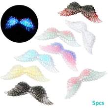 5颗全新闪亮翅膀珠子，时尚亮片树脂散珠，适合DIY手工艺品，如手机挂绳、钥匙扣、串珠笔等。 - 隨機混色 - 查看 11