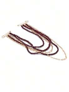 1pc Exaggerated Multi-Layer Beaded Waterfall Style Brooch, Luxury Suit/Dress Tassel Lapel Pin Accessory - Multicolor - View 5