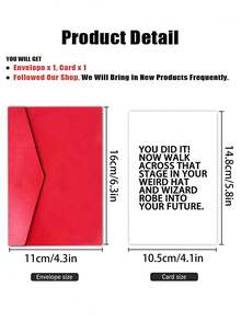 1pc Funny Graduation Card With Envelope - "You Did It! Weird Hat & Robe" Perfect Graduation Gift For Him & Her, Ideal For High & College Grads, Blank Inner Page - A - View 5