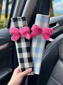 1件装格子蝴蝶结汽车安全带护垫，安全带肩垫套，防滑舒适 - 護肩 - 查看 7