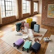 Mala de cabine em ABS 40x30x20 (24L) | Bagagem de mão com rodas removíveis para Ryanair | Vueling | Easy-Jet | Wizz Air | Volotea - Preto/Azul Marinho/Ouro Rosa/Roxo/Menta/Amarelo/Verde/Rosa - Rosa Empoeirado - Ver 7