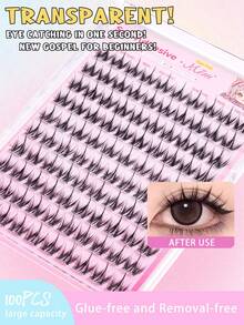 100pcs/Pack Glue-Free Dog Lash False Eyelashes, Self-Adhesive Dog Lash Individual Lashes No Glue Needed For Beginners, Easily Enlarges Eyes, Ready To Use - C - View 4