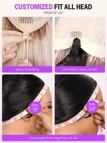 MEGALOOK 13x6 三片式蕾丝前假发，灰金色渐变，无缝透明蕾丝，可调节抽绳，真人发假发，顺滑，掉发极少，耐用，持久，隐形无痕 - 彩色 - 查看 8