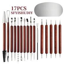 17pcs Clay Sculpting Tool Set, Pottery Carving, Stone Plastic Modeling, DIY Handcraft Dotting Pen - 17-piece Clay Tool Set - View 1