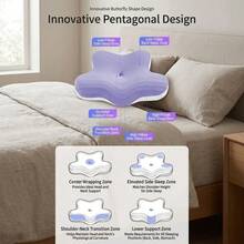 Butterfly-Shaped Memory Foam Pillow Neck Support Pillow For Small Body Anti-Collapse Ergonomic Pillow For Deep Sleep Cervical Spine Protection Breathable Comfortable Bed Pillow - 紫色 - 查看 2
