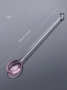 4 piezas Cucharas de vidrio para revolver, cucharitas de té, mini cucharillas para café, cucharas para leche, jugo y helado, cucharas de vidrio para mezclar en fiestas en el hogar, transparente/amarillo/rosa, útiles escolares - Talla única - Ver 17