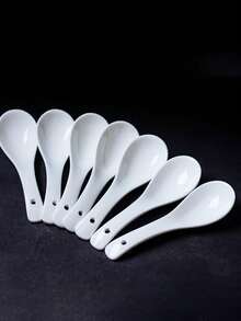 Bộ 2/5 thìa sứ, thìa cong dùng để múc thức ăn, đồ dùng nhà hàng, thìa súp dùng trong gia đình, thìa sứ xương cao cấp. - Xem 6