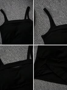 Summer New Women Hollow Chest Camisole, Built-In Padded Bra One-Piece, Sexy Sports Top, Underwear As Outerwear - Black - View 9