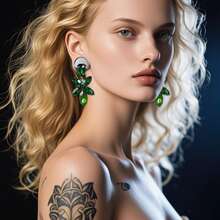 2个闪亮水晶吊坠316不锈钢耳塞 | 优雅耳扩 | 低过敏性身体饰品，适合婚礼和派对 - style-1 - 查看 5