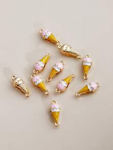10/50/100/500pcs Mini Handmade DIY Alloy Imitation Bread, Microphone, Ice Cream Jewelry Accessories, Cartoon Creative Necklace, Bracelet, Earring Making Series Pendant - Multicolor - View 23