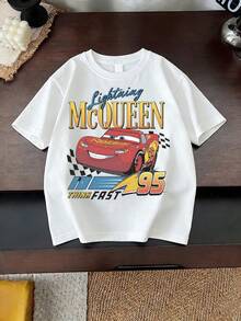 Disney 1 Fashionable Children's Round Neck T-Shirt, Made Of 100% Pure Cotton Material, Soft And Comfortable, Suitable For Daily Wear, Vacation And Leisure, Outdoor Exploration, Campus Life, And Shopping Trips. It Is A Must-Have Item For Summer And An Excellent Choice For Gift Giving. - 白色 - 查看 3