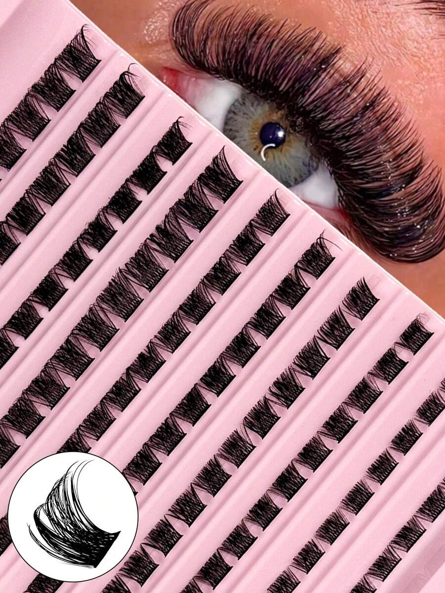 Hinarin 120片D卷度簇状假睫毛，柔软自然的貂毛假睫毛，DIY睫毛嫁接，单根假睫毛，适合初学者、时尚女孩、女性化妆