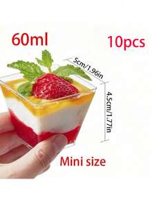50 Buah Gelas Mini Persegi Transparan untuk Dessert - Gelas Jeli yang Dapat Ditumpuk, Cocok untuk Yogurt, Jeli, Mousse, dan Camilan - Ideal untuk Pesta, Pernikahan, Pesta Peresmian Rumah, dan Penyajian Makanan - A - View 17