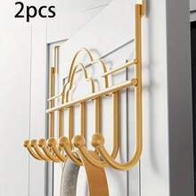 2pcs/1pc No Drilling Elegant Easy Install Over The Door Hanging Hook Organizer Rack, Includes Cloud, Heart And Crown Shapes, Made Of Durable Metal, Suitable For Hanging Bags, Keys, Towels, Umbrellas, Bathrobes And Clothes, Applicable For Bedroom, Kitchen And Bathroom - Space Saving Stylish Bedroom Storage, Movable Bedroom Hooks, Bedroom Home Organization Accessories (Slight Variation In Product Style And Color) - Multicolor - View 2