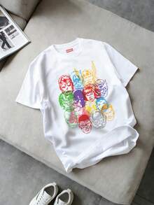 This Unisex Marvel Collaboration T-Shirt Features Thanos And His Infinity Gauntlet. Made From Premium Fabric, It's An Ideal Summer Wear Choice-Versatile, Practical, Comfortable, And Easy To Match. It Can Be Worn Alone Or Layered, Suitable For All Seasons. Perfect For Summer, Summer Camp, Vacations, Everyday Wear, And Sports. - White - View 3