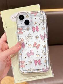 1pc Sweet Girl Spring Daisy Bow Star Pattern Anti-Slip Transparent Airbag Phone Case Suitable For IPhone 11/12/13/14/15/16/17 Pro Max - Multicolor - View 2