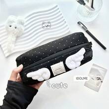 1个可爱星翼铅笔盒，银色星星铅笔袋，黑色简约拉链铅笔袋，IDOLME品牌，大容量便携铅笔盒，适合学生文具收纳，学习用品，可爱铅笔盒，新学期返校必备，办公用品 - 筆袋 - 查看 2