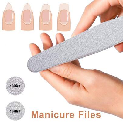 5pcs/1pc Professional Nail File,180/Nail File Natural Nails, Nail File Double-Sided Washable Fine Grain Nail File Home And Salon Use.