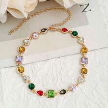 1pc 18K Gold Plated Bohemian Style Fashionable Sexy Full Zirconia Stone Necklace For Women - A - View 6