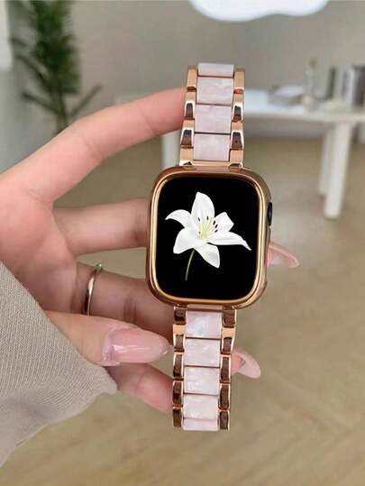 1条女士时尚表带，兼容 38mm、40mm、41mm、42mm、44mm、45mm、46mm、49mm，合金材质，兼容 Series Ultra 3/2/1、11、10、9、8、7、SE3、6、5、4、3、2、1。优雅的智能手表表带配件，兼容表带。适合日常佩戴和商务场合，可作为替换表带。是送给女性的完美礼物，适合生日或圣诞节。正式的替换表带——腕表爱好者的理想之选。