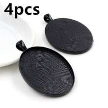 4pcs Pendant Blank Base Setting Fits 30x40mm Oval Cabochon Bezel Tray DIY Jewelry Making Accessories - 30x40mm - View 11
