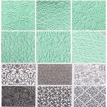6 Pattern Design, Transparent PVC European Flower Trim Paisley Grid Texture Pattern Embossed Soft Pottery Texture Pad For DIY Homemade Polymer Clay Jewellery - Clear - View 3