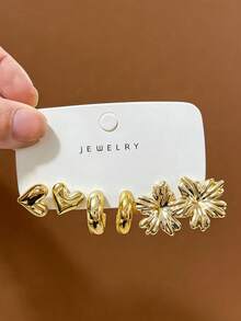 Juego de 6-18 piezas de aretes de joyería de moda con tono dorado, elegante y estiloso, adecuado para uso diario, fiestas y eventos - Multicolor - Ver 5