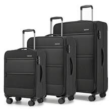 Luggage Suitcase Set 20 24 28 Inch 3 Piece Softshell Cabin Carry On Checked Travel Case With TSA Lock Spinner Wheels Expandable For Men Women - Black - View 10