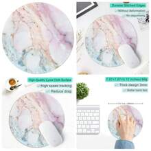Pink Marble Round Mouse Pad Premium Textured Surface Non-Slip Rubber Base Washable Desktop Mat 7.87x7.87 Inches - 1 - 查看 1
