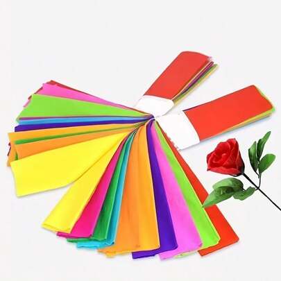 10 piezas/paquete Papel arrugado de colores, papel artesanal para hacer flores de regalo, decoración de rosas y girasoles arrugados, para hacer regalos del Día de la Madre, papel arrugado delgado, papel de origami de 10 colores mixtos
