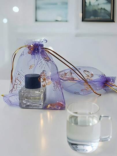 5/10/20/50/100个装蝴蝶图案多色纱布袋，礼品包装袋，礼品袋，家居日用品，尼龙收纳袋，节日派对用品，婚礼用品，礼品装饰包装，小型包装袋