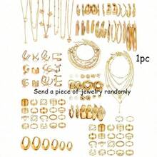 1pcs Middle Eastern Style Elegant Vintage Butterfly, Heart, Pearl, Twist, Star, Moon, Rhinestone, Snake Chain, Braided Chain, Geometric C-Shaped Earrings, Necklace, Ring, Bracelet Jewelry Set For Holiday, Party, Gift - 黃金 - 查看 1