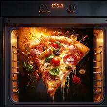 1 miếng dán hình bánh pizza phô mai và các loại hạt 2D chi tiết, thích hợp cho nhà bếp, lò nướng, máy rửa chén và các trường hợp khác. - Một cỡ - Xem 2
