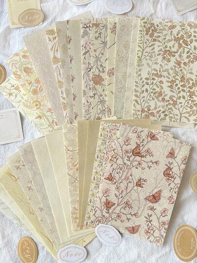 40pcs/Pack Vintage Floral & Countryside Themed Scrapbooking Papers, Non-Adhesive DIY Decorative Materials, Holiday Gift, Handmade Collage Supplies, Personalized Scrapbook Planning, Creative School Stationery