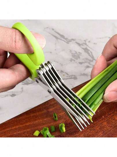 مقص مطبخ، متعدد الوظائف من الفولاذ المقاوم للصدأ، 3 طبقات / 5 طبقات، مقص لتقطيع البصل الأخضر، تقطيع الطحالب، مقص طهي متعدد الطبقات قوي، مقص للتوابل مثل البصل الأخضر وفلفل الشطة، إلخ.