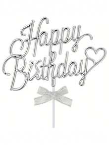 3D Shiny Birthday Cake Topper, Double-Sided Decorative Sign For Cake Decoration, Perfect For Enhancing Birthday Cake Display, Also Can Be Used As Photo Booth Prop - Multicolor - View 1