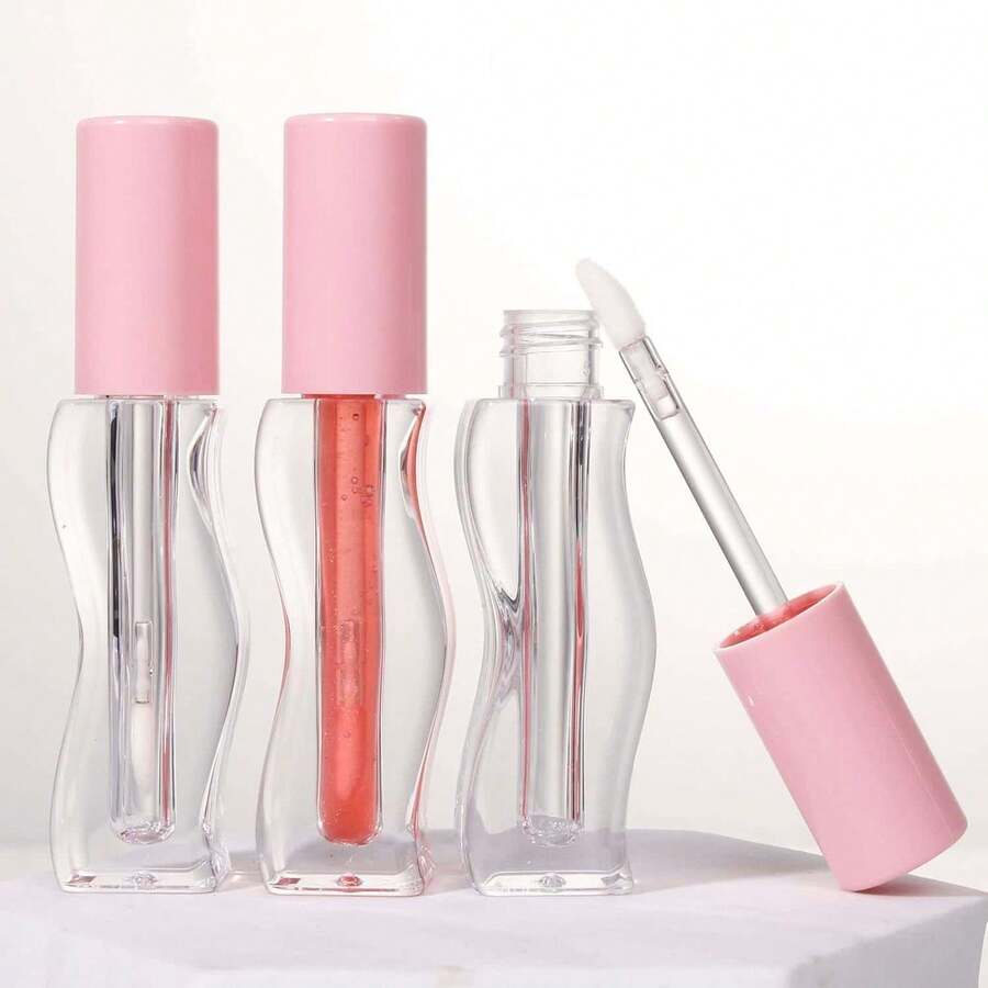2.5ML Pink Lip Gloss Tube, Unique Wave-Shaped Lip Gloss Container, Small Capacity Lip Gloss - View 1